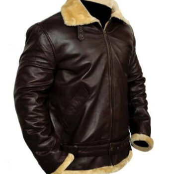 Men's Raf Aviator Brown B3 Bomber Genuine Sheepskin Leather Jacket