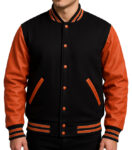 Orange Varsity Jacket For Unisex