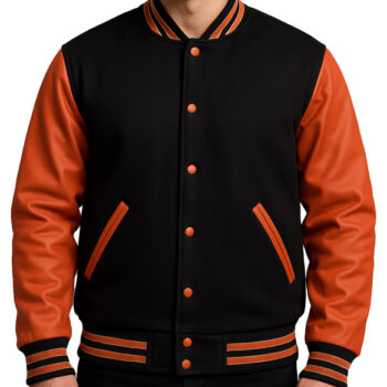 Orange Varsity Jacket For Unisex