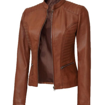 Rachel Women's Tan Slim Fit Leather Jacket