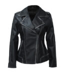 Women Kirsten Motorcycle Black Asymmetrical Leather jacket