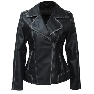 Women Kirsten Motorcycle Black Asymmetrical Leather jacket