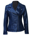 Women's Blue Biker Leather Jacket