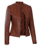 Rachel Women Cognac Tan Leather Jacket