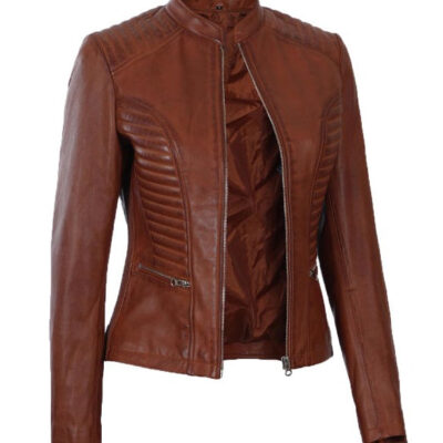 Rachel Women Cognac Tan Leather Jacket