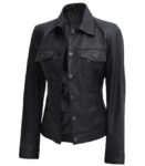 Fernando Women Black Leather Trucker Jacket for the Bold!