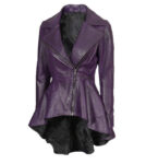 Women’s Peplum Leather Jacket Purple Style