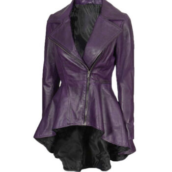 Women’s Peplum Leather Jacket Purple Style