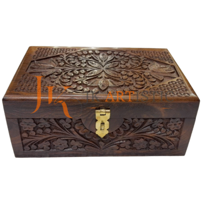 Vintage-Style Hand-Carved Jewelry Chest