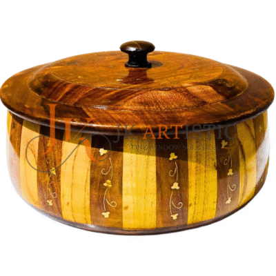 Handmade Plain Wooden Roti Box – Traditional Hotpot for Chapati & Food Storage