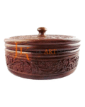 Handcrafted Sheesham Wood Round Box – Multi-Purpose Carved Storage Container for Chocolates, Dry Fruits, Jewelry & Gifts