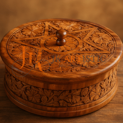 Premium Handcrafted Wooden Dry Fruit Bowl – Decorative & Functional Storage for Living Room, Bedroom, Kitchen