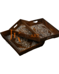 3-Piece Wooden Tray Set – Handcrafted Rustic Wood Trays for Serving, Organizing & Decor