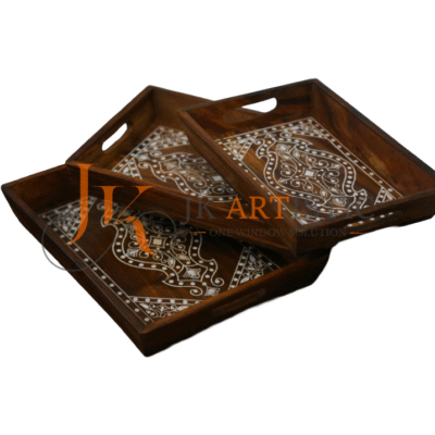 3-Piece Wooden Tray Set – Handcrafted Rustic Wood Trays for Serving, Organizing & Decor