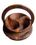 Foldable Wooden Basket – Handcrafted Swivel Design with Intricate Carving | Multi-Purpose Storage