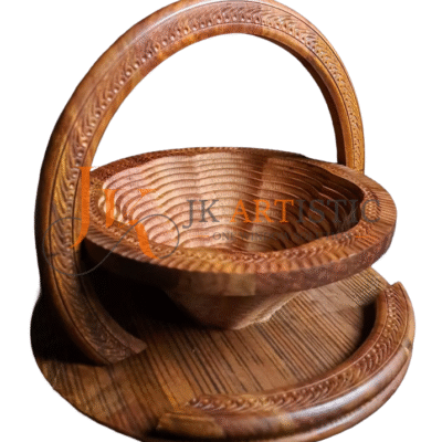 JK Artistic Handcrafted Foldable Wooden Basket – Single Compartment Decorative Organizer