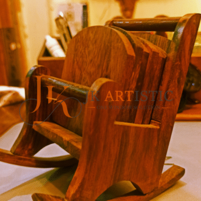 Handcrafted Chair-Shaped Wooden Tea Coaster Set – 6-Piece Decorative Drink Coasters with Holder