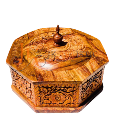 Handmade Wooden Hotpot with Carved Lid – Rustic Food Warmer & Decorative Storage Box