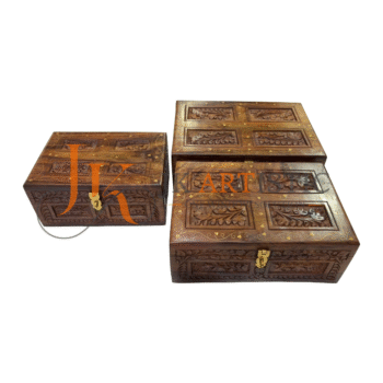 3 Pic Set Engrave Wood Dressing Jewelry Storage Box
