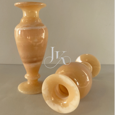 Handcrafted Onyx Vase – 10 Inch Natural Stone Decorative Flower Vase | Unique Handmade Home Decor