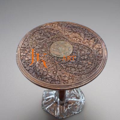 Round Engrave Wooden Table