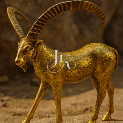 Handmade Brass Markhor Sculpture  Golden Decorative Statue | Pakistani Craftsmanship & Wildlife Art