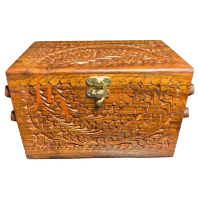 Foldable Hand-Engraved Wooden Jewelry Box – 3-Section Organizer for Rings, Earrings & Keepsakes