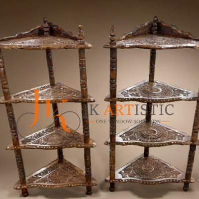 Engrave Wooden Handcrafted Corner Shelf