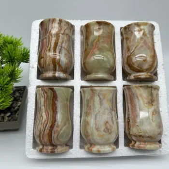 Set 6 pcs Vintage Onyx Cups / Natural Onyx