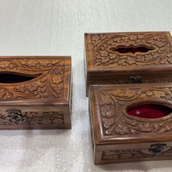 3 Pics Set Engrave Wooden Tissue Box Cover
