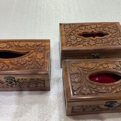 3 Pics Set Engrave Wooden Tissue Box Cover