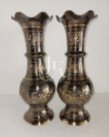 Elegant Brass Vases with Wavy Rim and Floral Detailing –  Handcrafted Pair