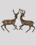 6-Inch Brass Deer Pair in Staged Pose Handcrafted Decorative Accent
