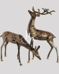 2 Piece 16-Inch Brass Deer in Drinking Pose – JKArtistic Handcrafted Decorative Accent