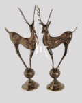 2 Pieces set if of14-Inch Brass Deer on Ornamental Sphere  Handcrafted Decorative Piece