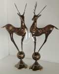 2 Pieces Set of 18-Inch Deer on Decorative Sphere – JKArtistic Handcrafted Heritage Accent