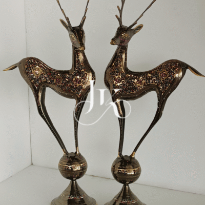 2 Pieces Set of 18-Inch Deer on Decorative Sphere – JKArtistic Handcrafted Heritage Accent