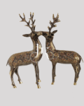 Deer Pair in Staged Pose 20-Inch Brass  Handcrafted Decorative Accent