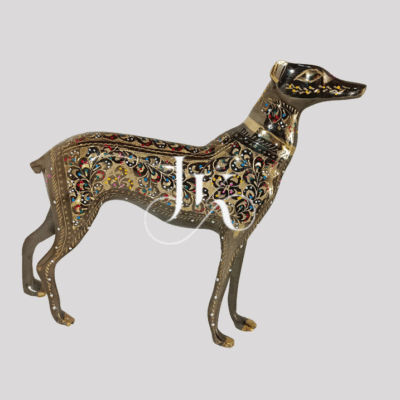Brass Dog Figurine 12-Inch Handcrafted Decorative Accent