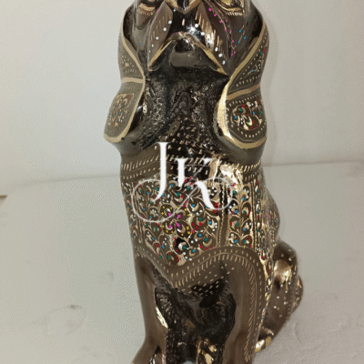 12-Inch Brass Dog Figurine – JKArtistic Handcrafted Seated Accent