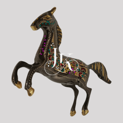 Horse Sculpture in Rearing Pose – 16-Inch Ornamental Art