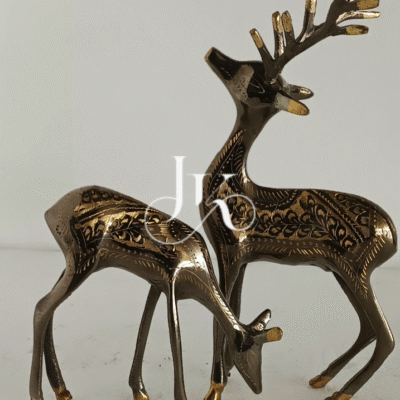 12-Inch Brass Deer Sculpture in Drinking Pose – JKArtistic Handcrafted Heritage Décor