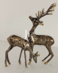 Brass Deer Sculpture 2 piceces Set 6 inch  – Dual Pose Ornamental Décor by JKArtistic
