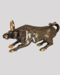 30-Inch Brass Bull Sculpture with Gold Accents & Ornamental Detailing