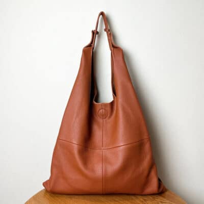 Slouchy Brown Leather Shoulder Bag for Women