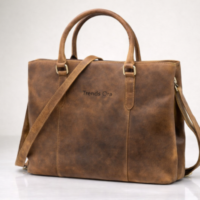 Full-Grain Brown Leather Shoulder Bag